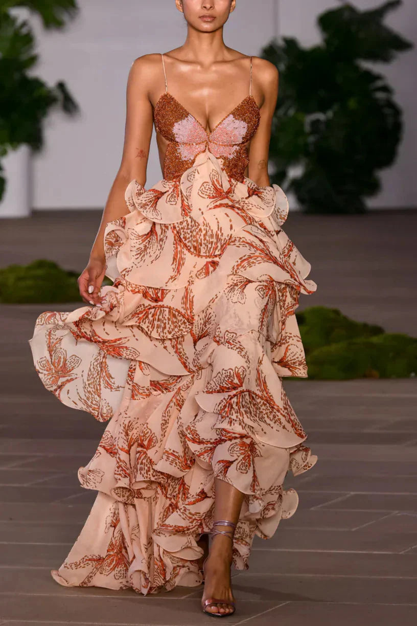 Juliette Vestido con Volantes y Escote Joya