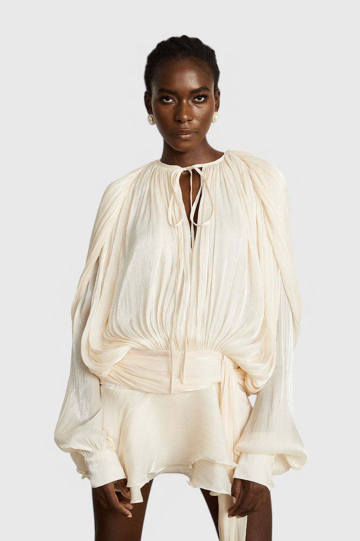 Aurore Vestido Mini con Volantes y Pliegues Completos