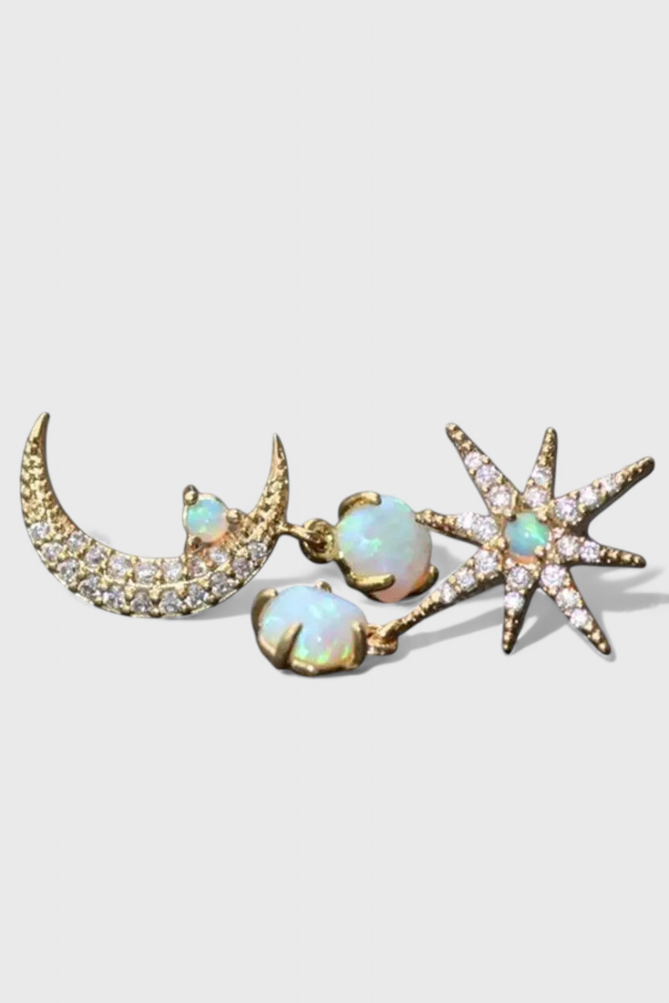 Moon and Star Earrings in Gold