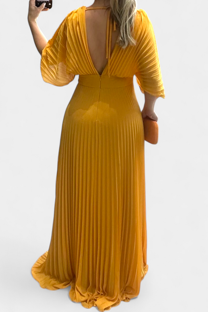 Odele Vestido Plisado Fluido con Espalda Abierta