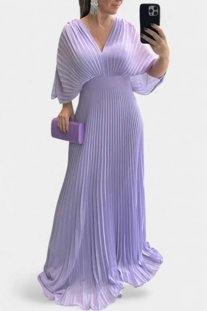 Odele Vestido Plisado Fluido con Espalda Abierta