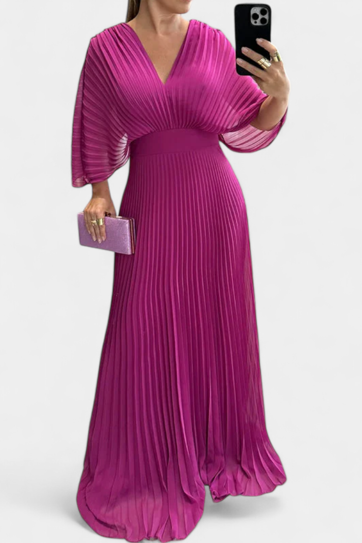 Odele Vestido Plisado Fluido con Espalda Abierta