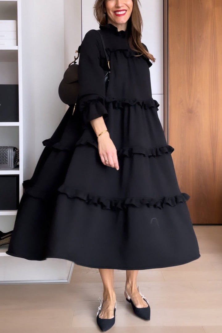 Jada Vestido Sudadera con Volantes y Silueta Casual-Chic