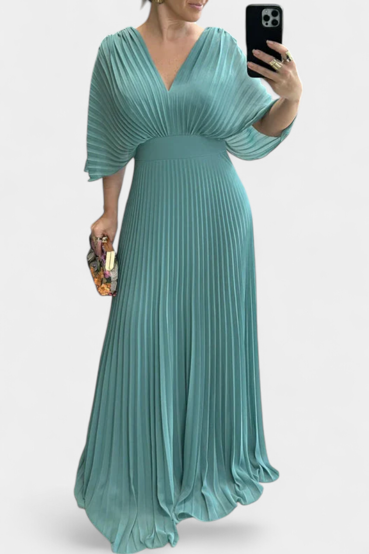 Odele Vestido Plisado Fluido con Espalda Abierta