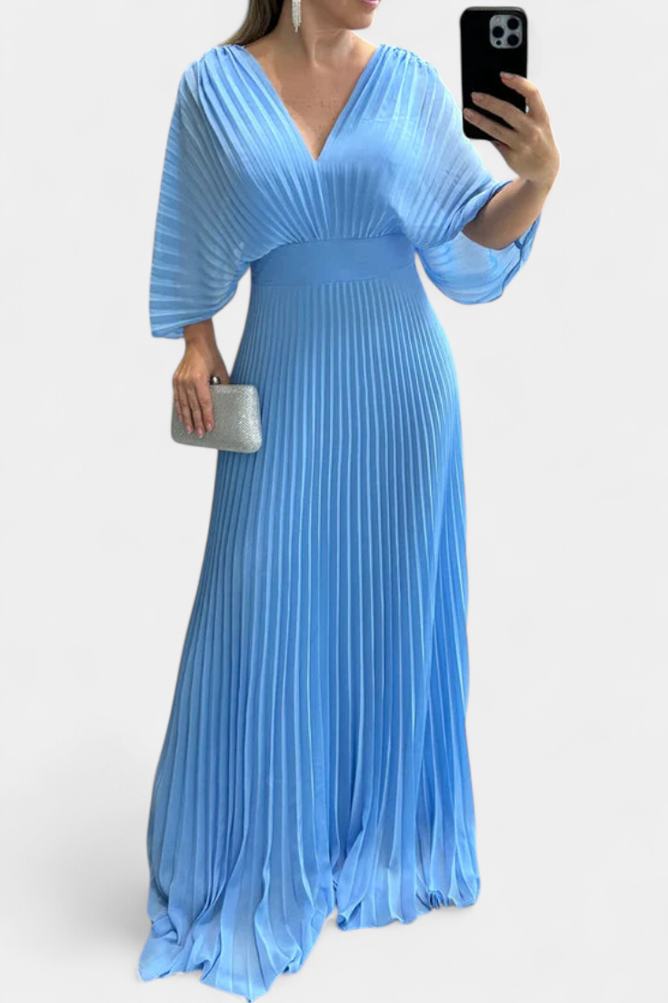 Odele Vestido Plisado Fluido con Espalda Abierta