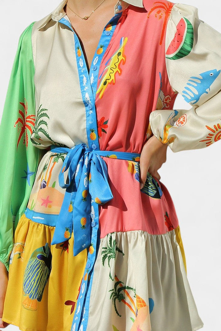 Fallon Vestido Mini Impreso Multi-Color