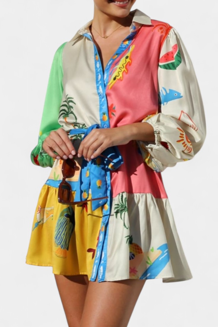 Fallon Vestido Mini Impreso Multi-Color