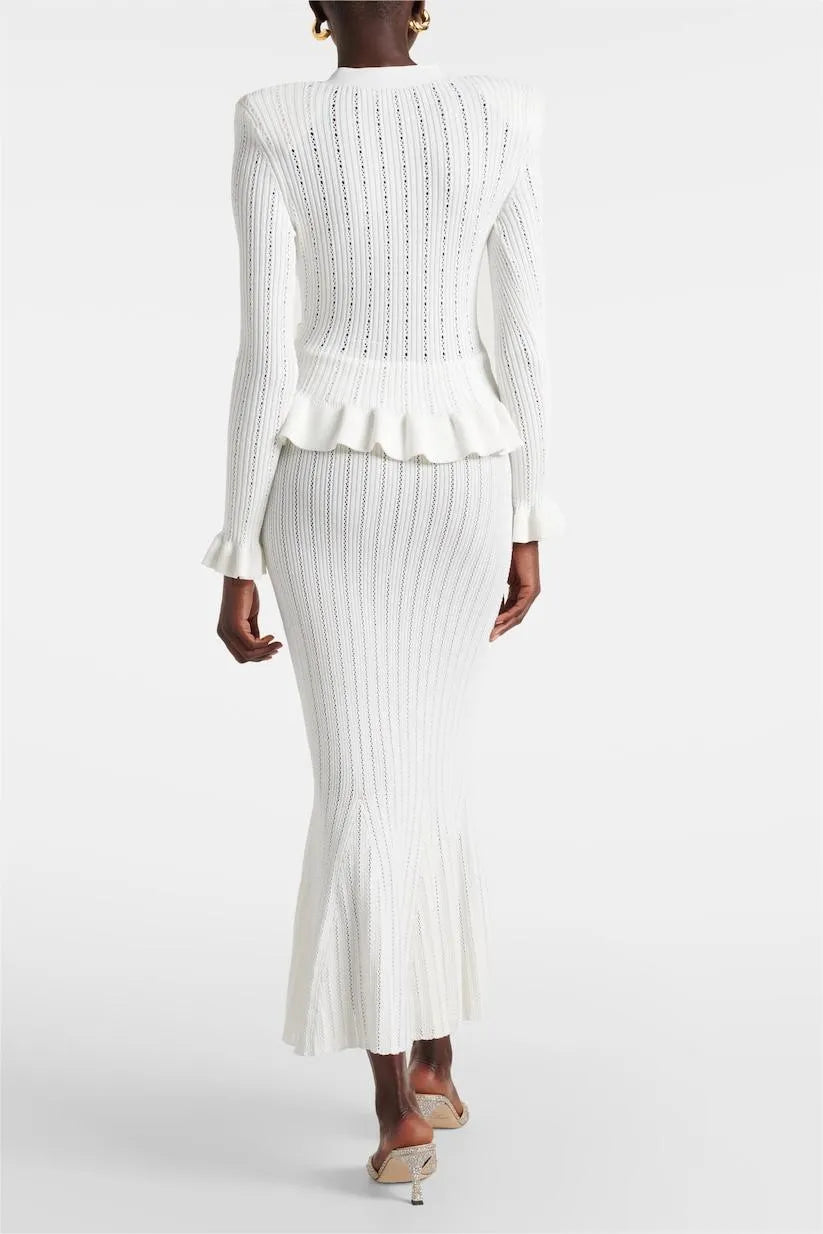 Prudence Conjunto de Vestido Midi de Punto Refinado y Top con Botones
