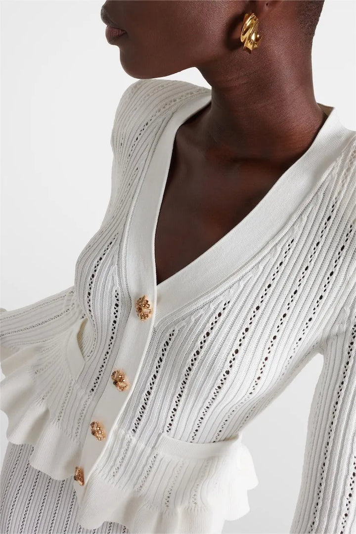 Prudence Conjunto de Vestido Midi de Punto Refinado y Top con Botones