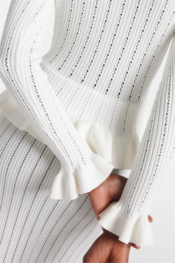 Prudence Conjunto de Vestido Midi de Punto Refinado y Top con Botones