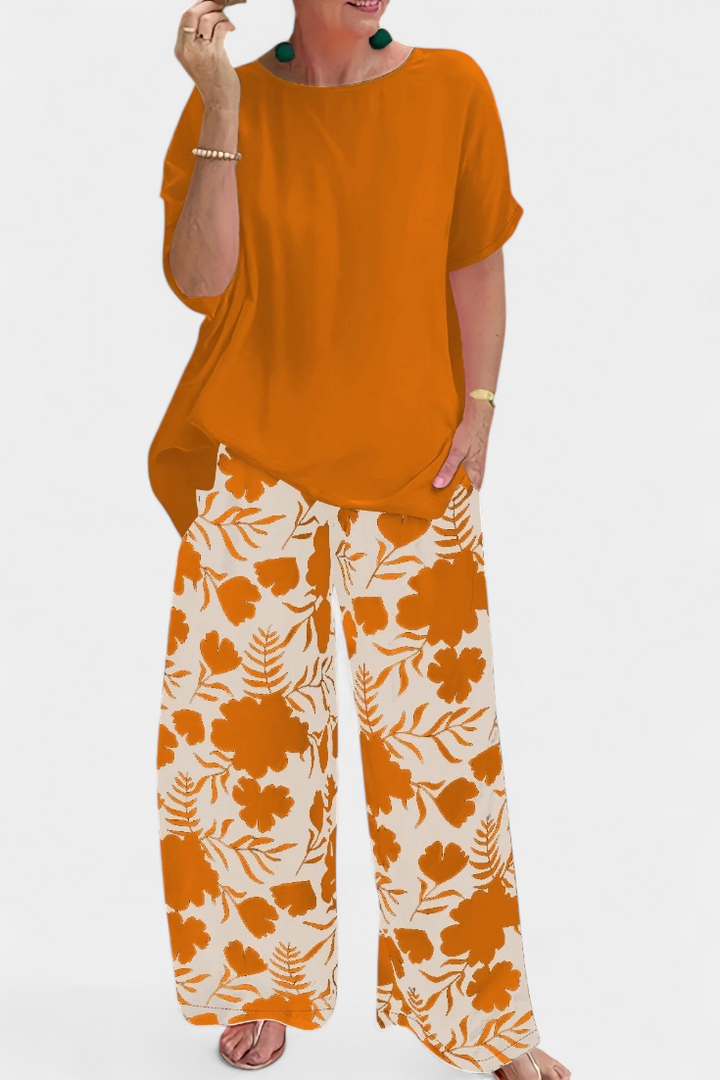 Aivy Conjunto Floral de Dos Piezas con Toque Relajado