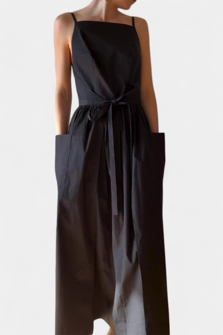 Dezi Vestido Largo Sin Tirantes con Cordones Laterales Ajustables