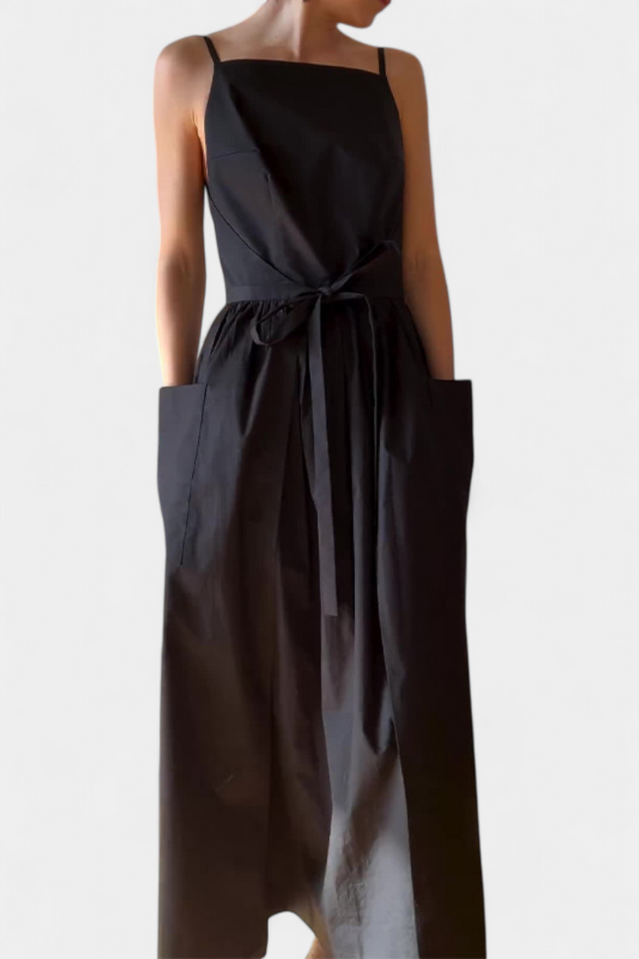 Dezi Vestido Largo Sin Tirantes con Cordones Laterales Ajustables