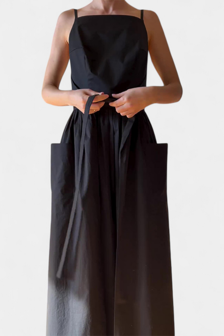 Dezi Vestido Largo Sin Tirantes con Cordones Laterales Ajustables