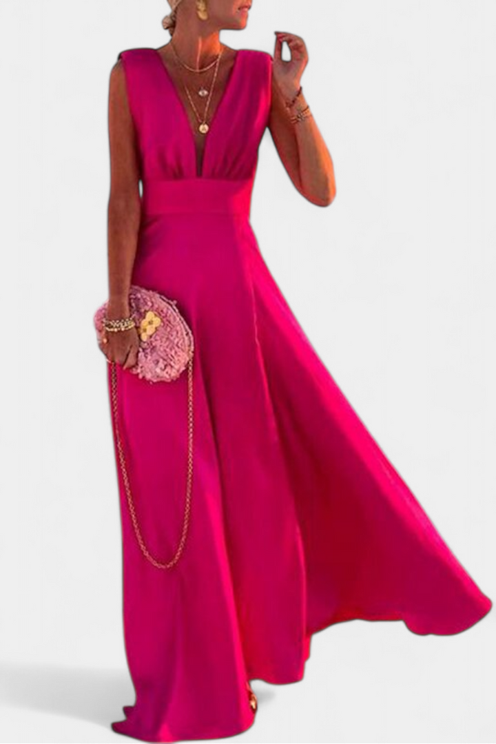 Salma Vestido A Línea con Estampado Minimalista y Cuello en V