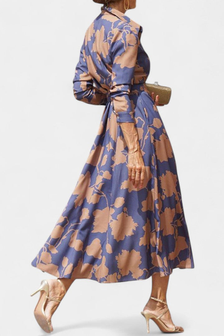 Samaria Vestido Midi de Botones con Cuello Floral