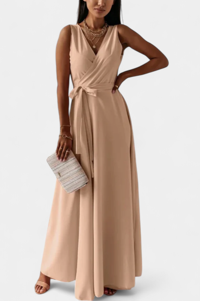 Marla – Vestido Largo de Escote en V y Silueta Fluida