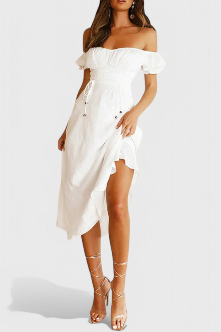 Lucia Vestido Midi Off-Shoulder