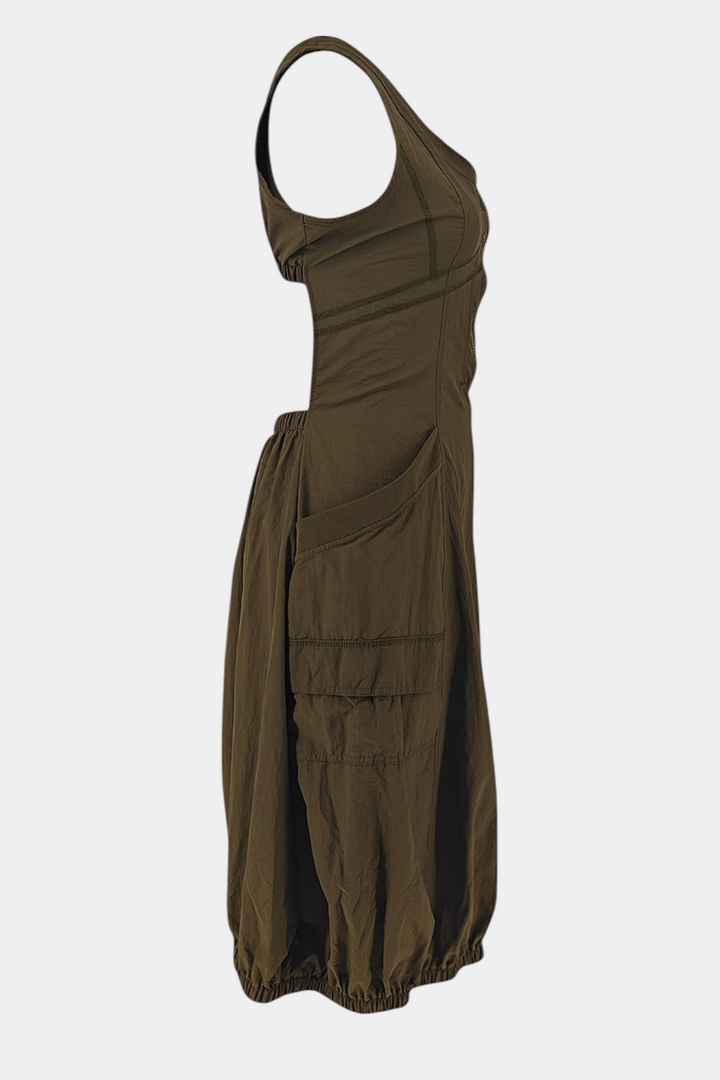 Katana Vestido Midi con Dobladillo de Burbujas y Corsé Ajustado