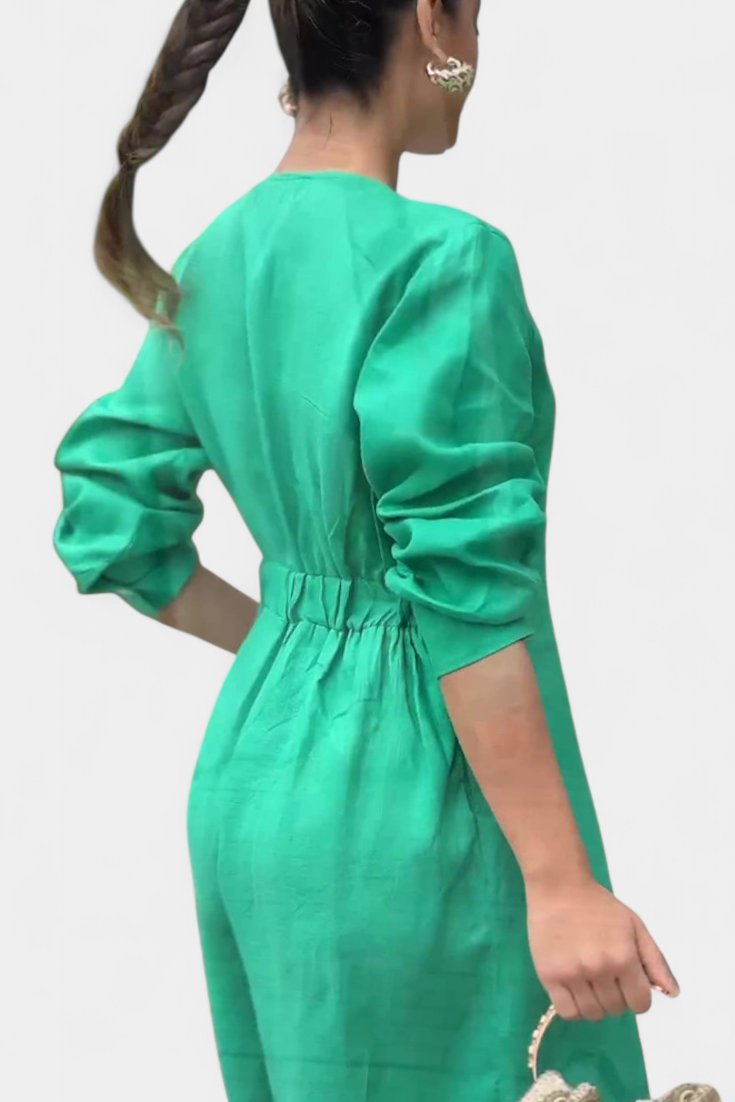 Whitney Mono Largo con Escote en V y Abertura Frontal