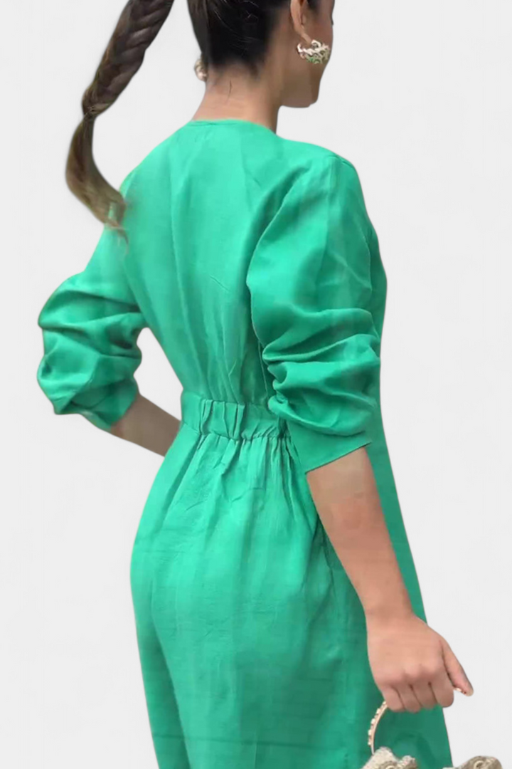 Whitney Mono Largo con Escote en V y Abertura Frontal