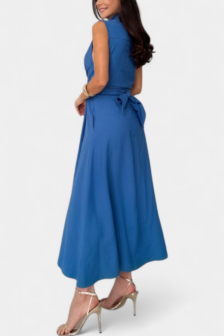 Meryl Vestido Camisero con Botones y Lazo Ajustable