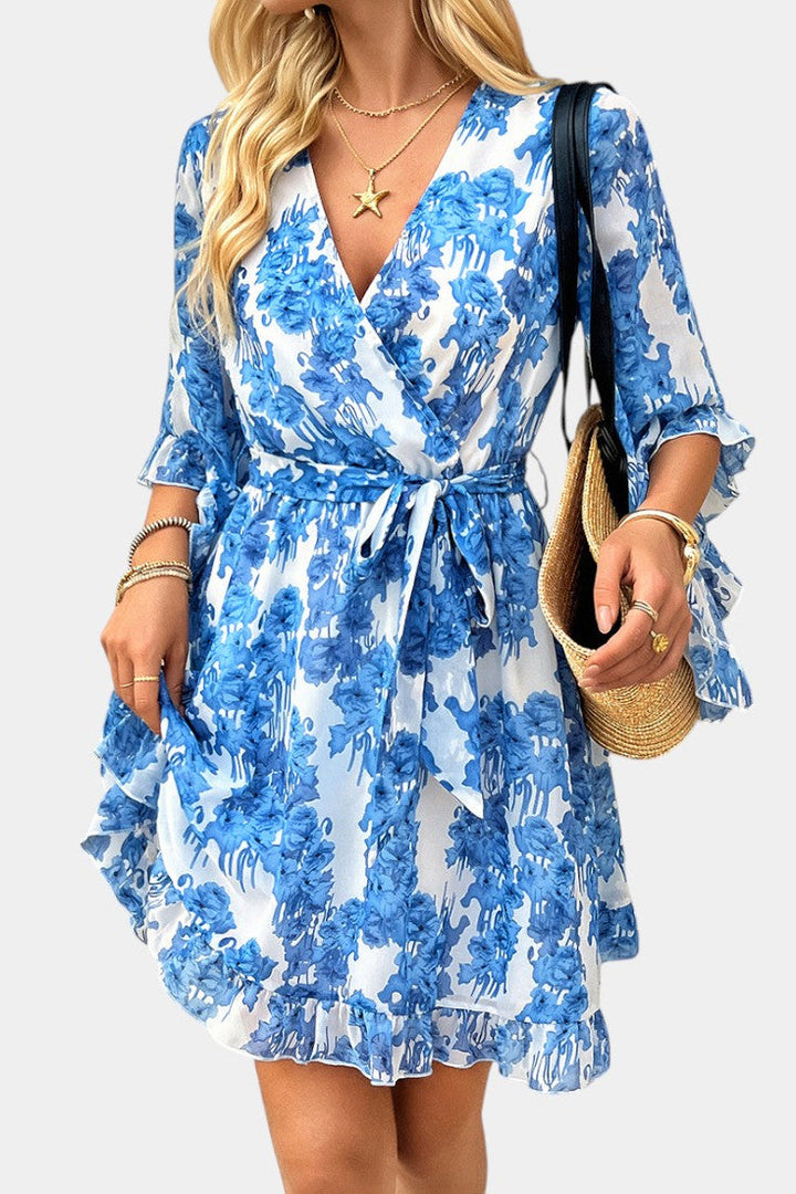 Besa Vestido Mini Floral Impreso con Silueta Fluida