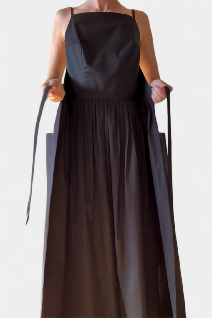 Dezi Vestido Largo Sin Tirantes con Cordones Laterales Ajustables