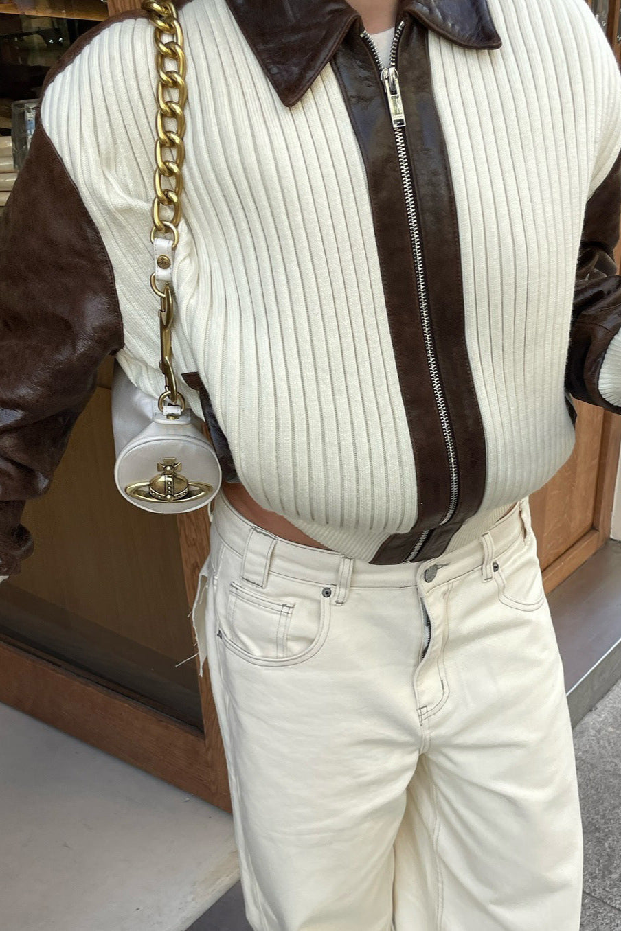 Chaqueta de Punto con Bloques de Color