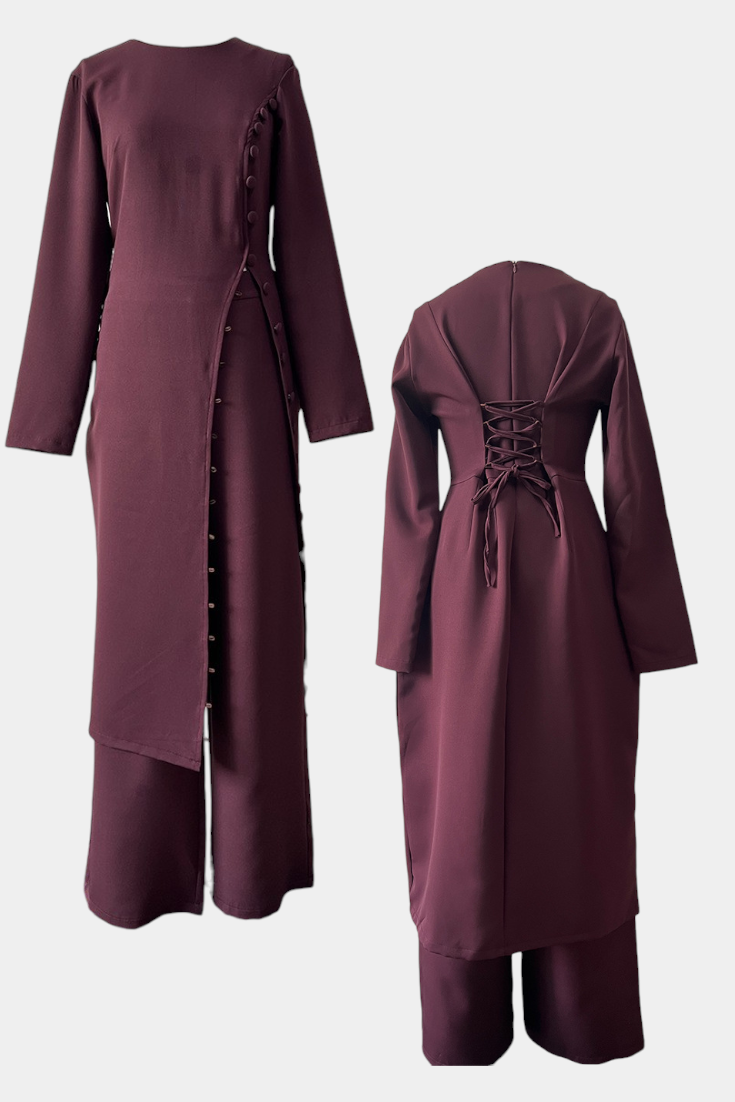 Melissa Soft Casual Blouse with Buttons and Long Pants Set