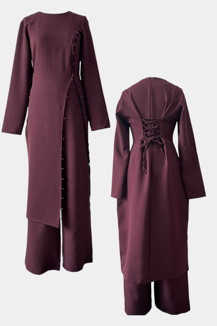 Melissa Soft Casual Blouse with Buttons and Long Pants Set