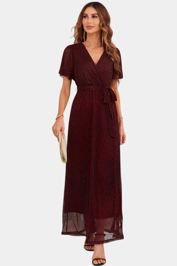 Esperanza Vestido Maxi Envolvente con Mangas de Volante