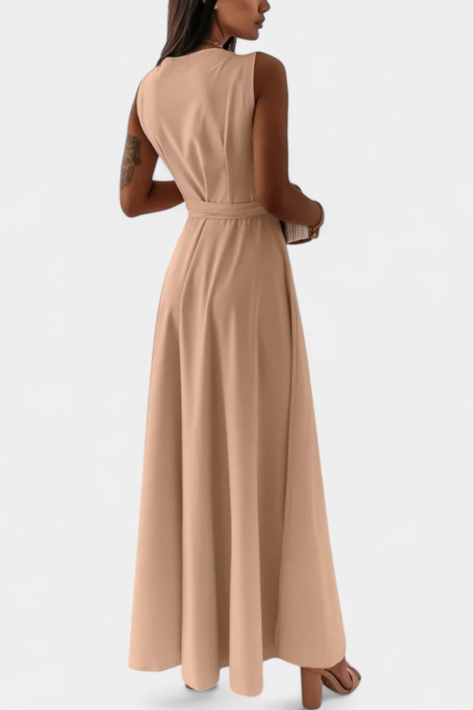 Marla – Vestido Largo de Escote en V y Silueta Fluida