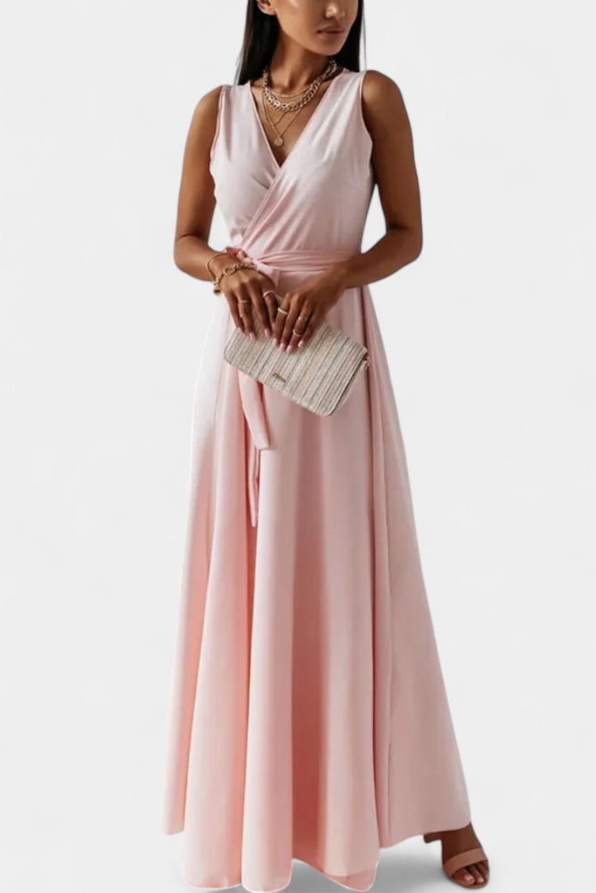 Marla – Vestido Largo de Escote en V y Silueta Fluida