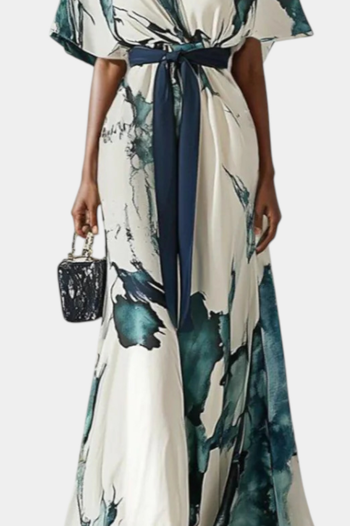 Maliyah Vestido Estampado con Cintura Anudada