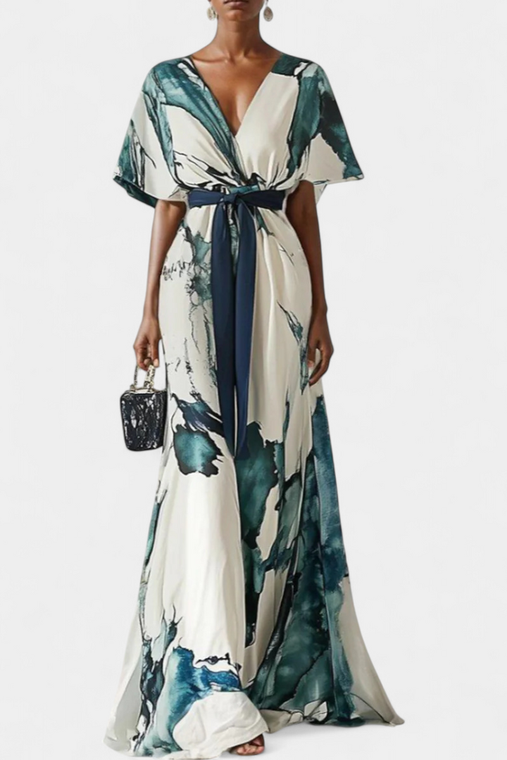 Maliyah Vestido Estampado con Cintura Anudada