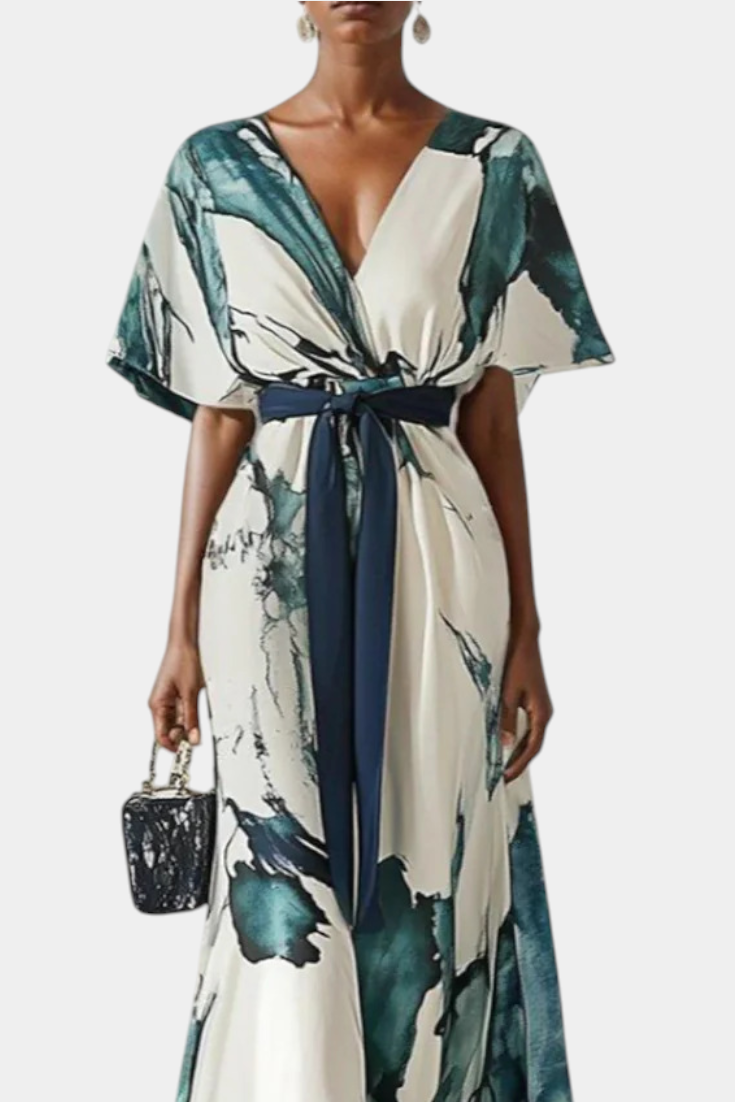 Maliyah Vestido Estampado con Cintura Anudada