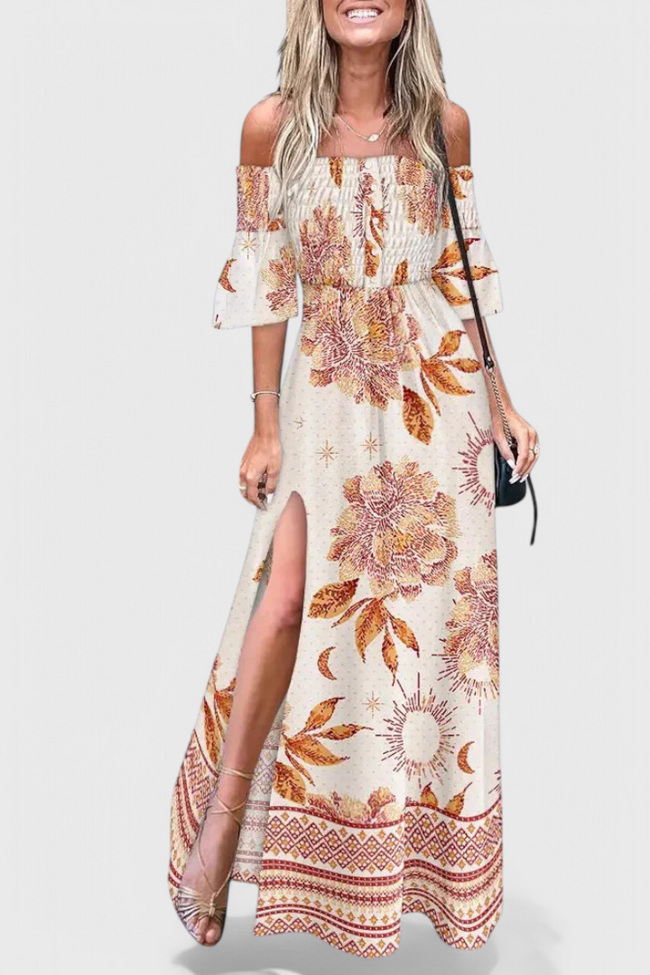 Giulia Vestido Maxi Floral Off-Shoulder