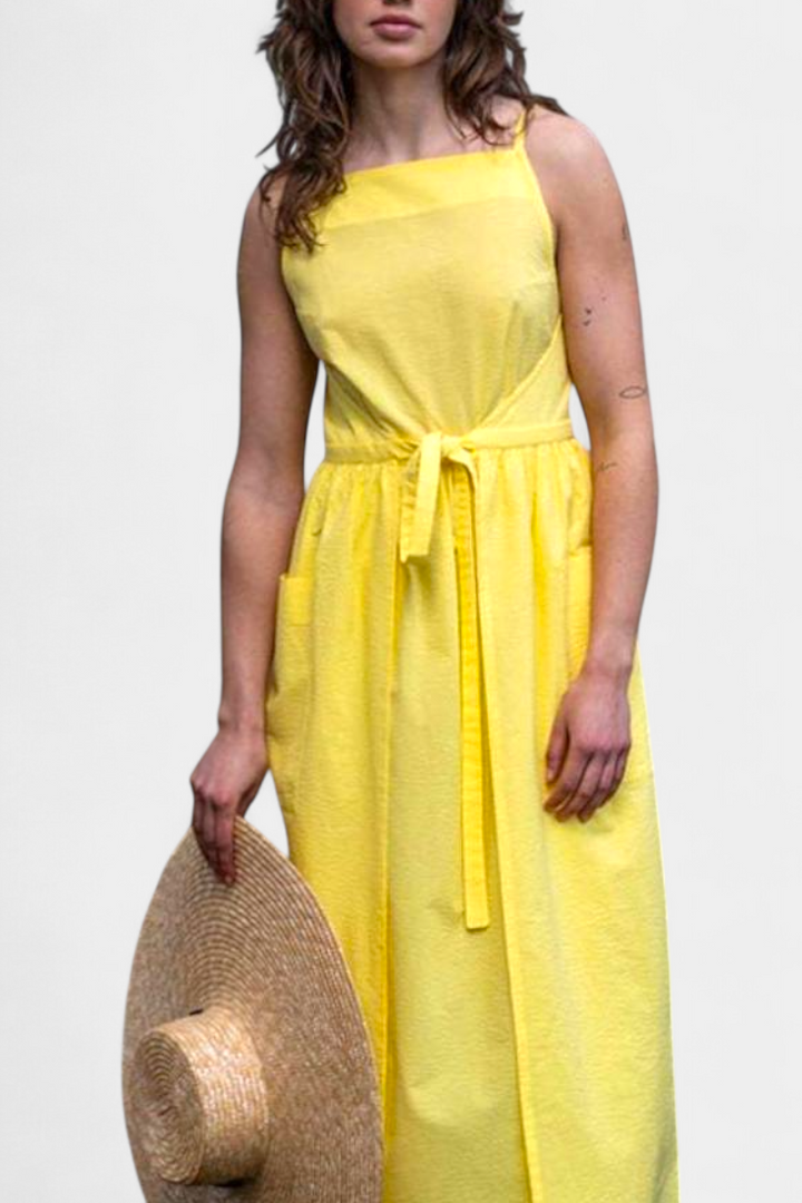 Dezi Vestido Largo Sin Tirantes con Cordones Laterales Ajustables