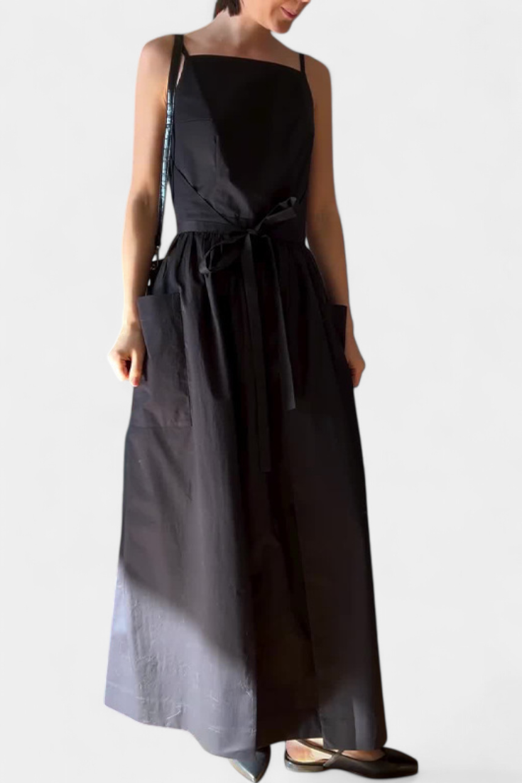 Dezi Vestido Largo Sin Tirantes con Cordones Laterales Ajustables