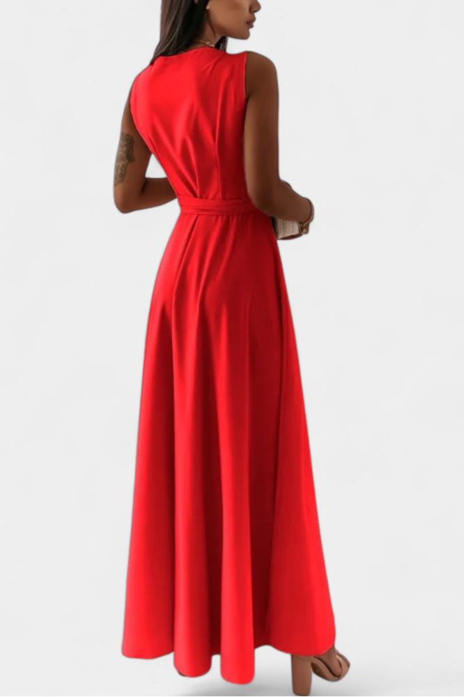 Marla – Vestido Largo de Escote en V y Silueta Fluida