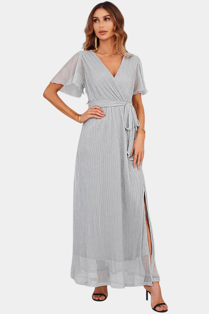 Esperanza Vestido Maxi Envolvente con Mangas de Volante