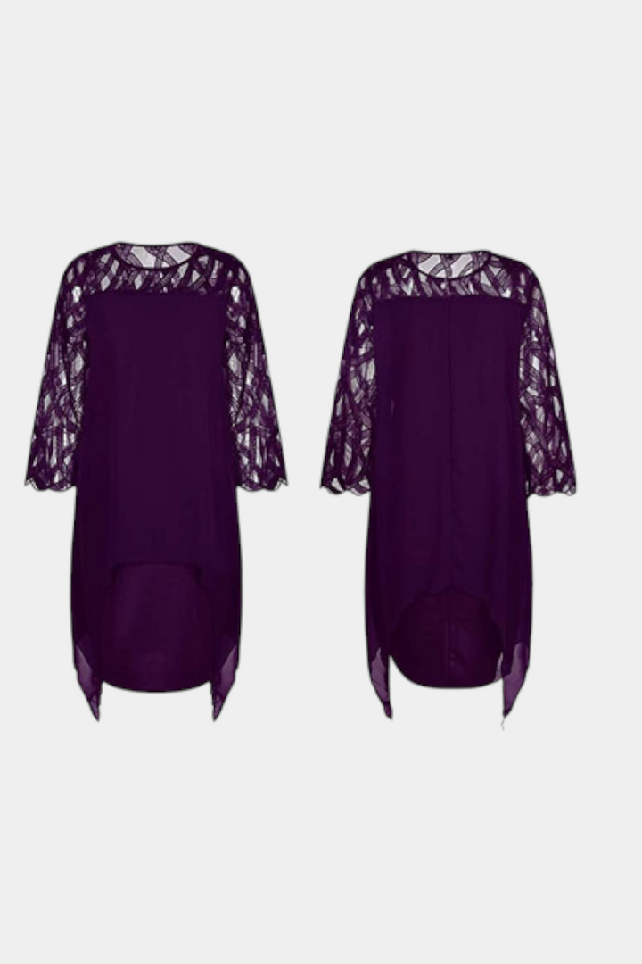 Yana Vestido Talla Grande con Mangas de Encaje