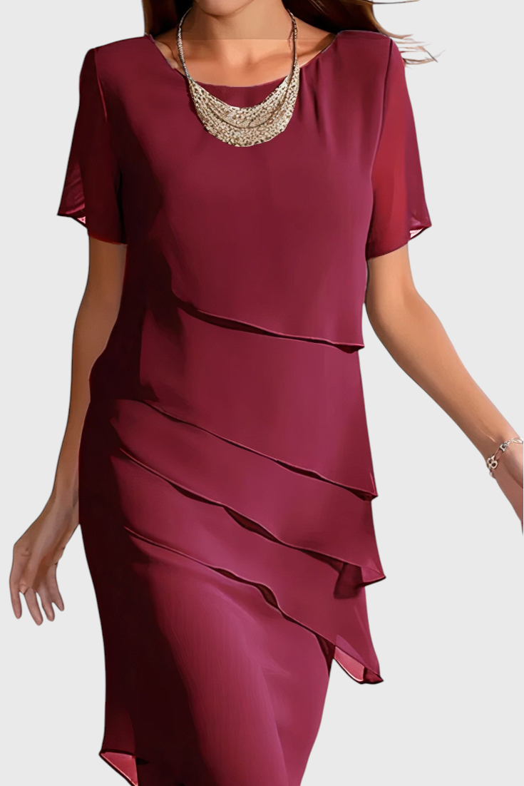 Mia Vestido de Gasa y Algodón con Flecos