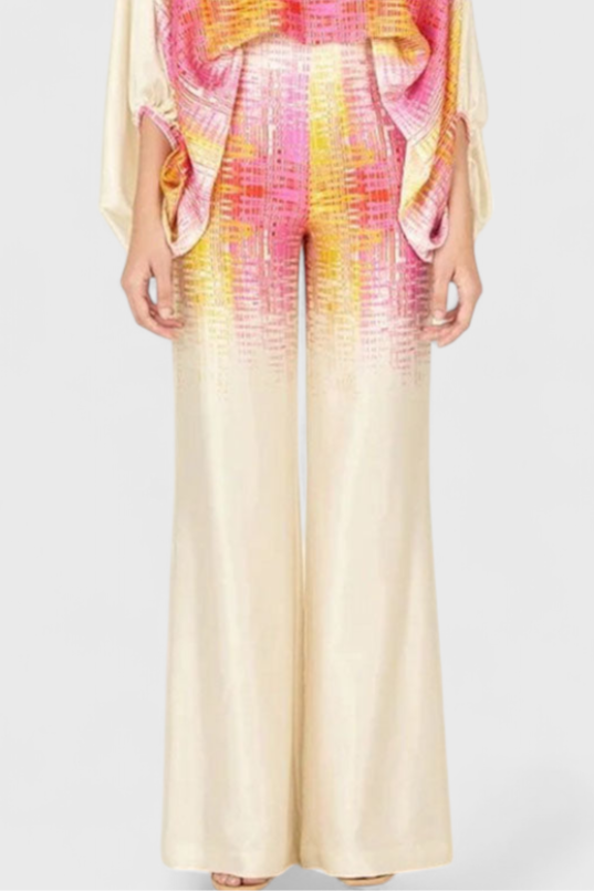 Sybella Conjunto de Dos Piezas con Hombros Descubiertos y Pantalones Amplios Estampados