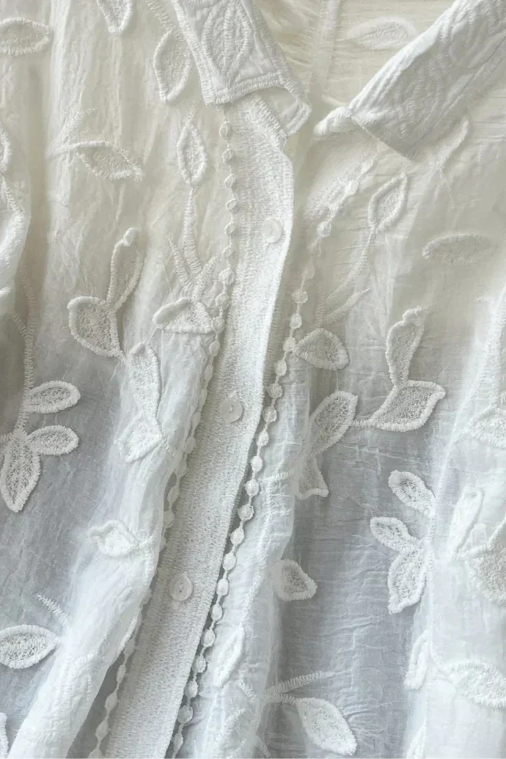 Prairie Camisa de Encaje Bordado