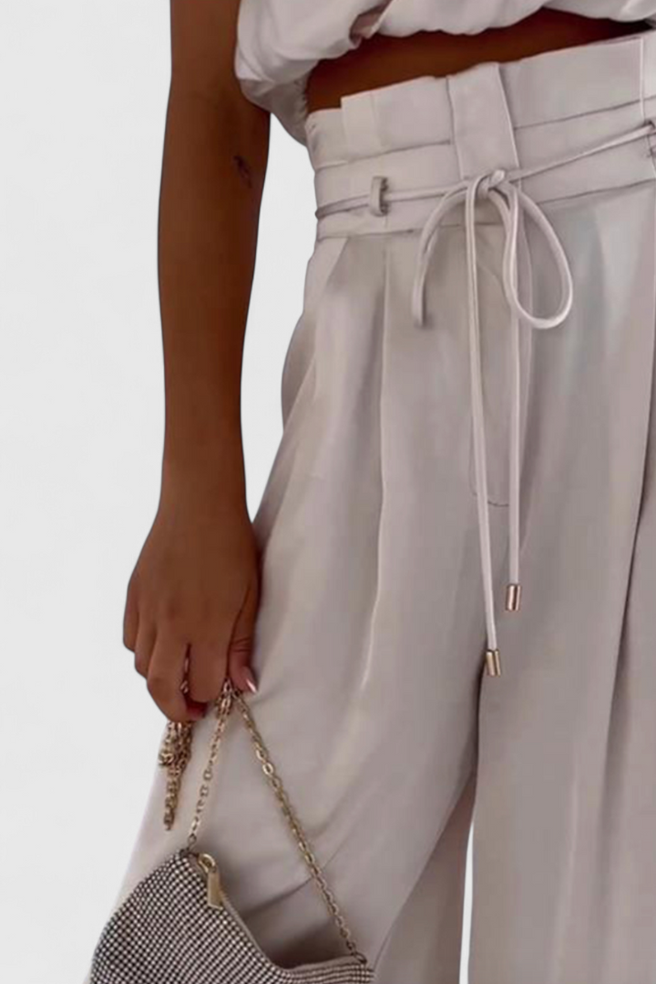 Helira Conjunto Dos Piezas con Top Fluido y Pantalón Palazzo