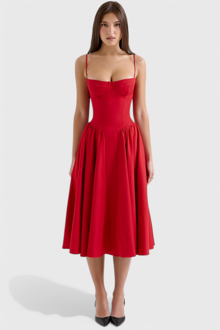 Felicity Vestido Midi Corsé Sin Mangas