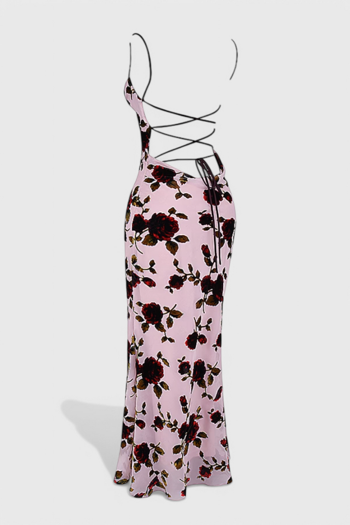 Irina Vestido Deslizante con Estampado Floral y Espalda Descubierta