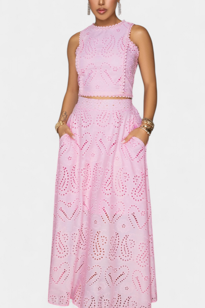 Danitza Conjunto Romántico de Encaje Floral Calado